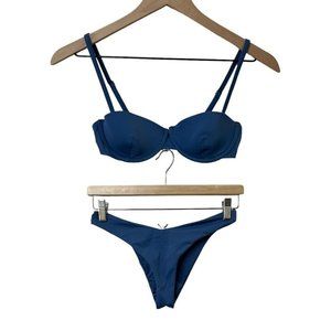 Onia Blue Balconette Bikini Set with Cheeky Cut